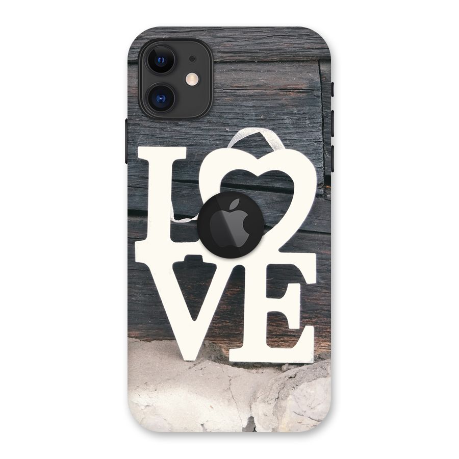 Wood Love Lock Back Case for iPhone 11 Logo Cut