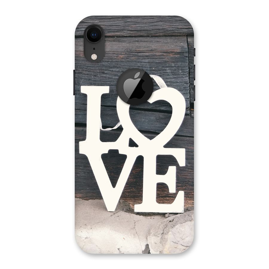 Wood Love Lock Back Case for iPhone XR Logo Cut