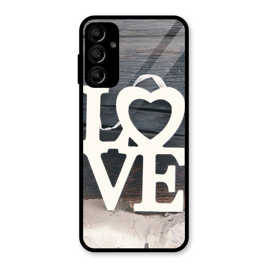Wood Love Lock Glass Back Case for Galaxy A14 5G