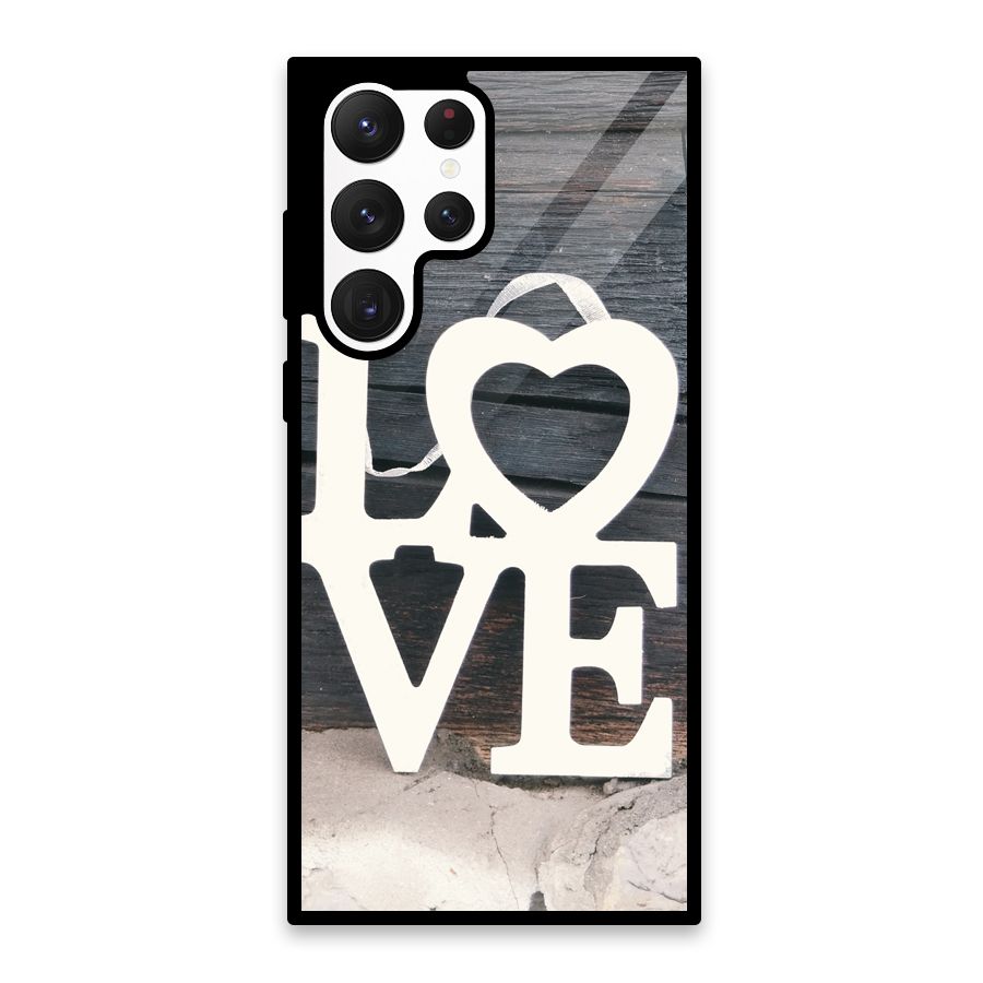 Wood Love Lock Glass Back Case for Galaxy S22 Ultra 5G
