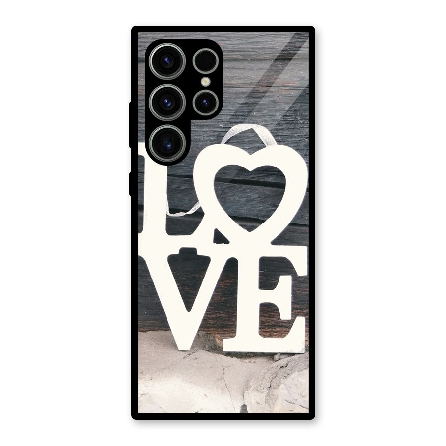 Wood Love Lock Glass Back Case for Galaxy S23 Ultra