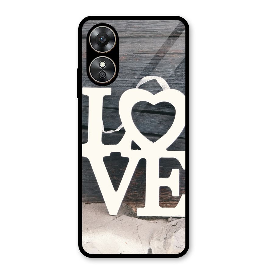 Wood Love Lock Glass Back Case for Oppo A17