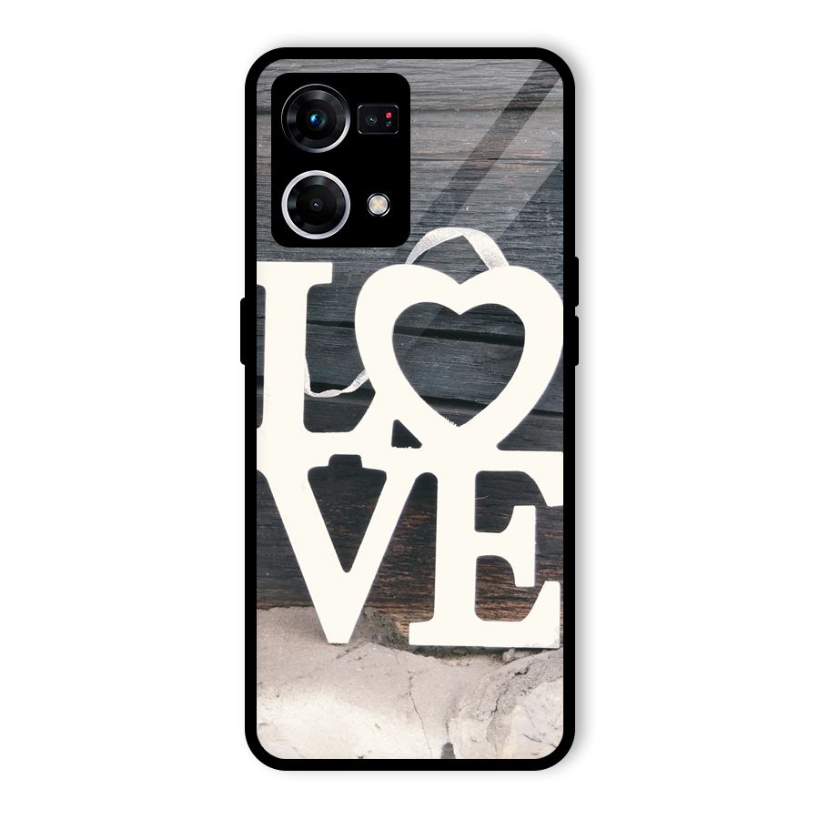 Wood Love Lock Glass Back Case for Oppo F21 Pro 5G