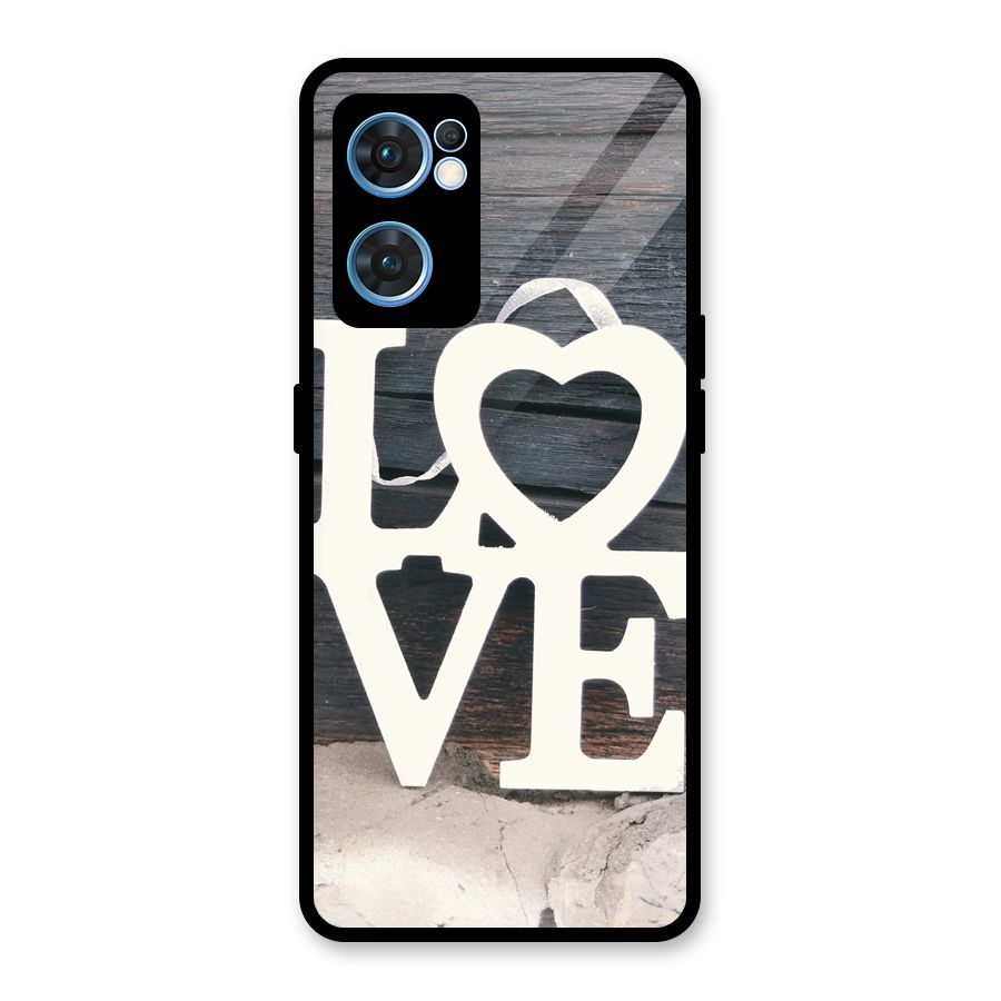 Wood Love Lock Glass Back Case for Oppo Reno7 5G