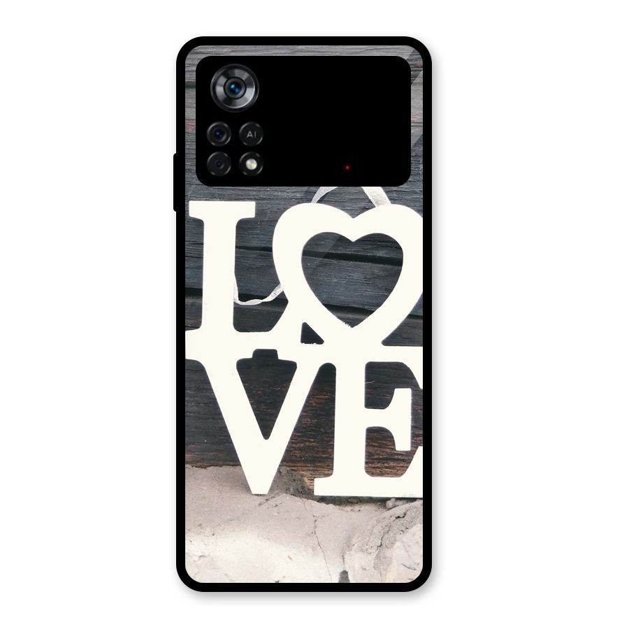 Wood Love Lock Glass Back Case for Poco X4 Pro 5G
