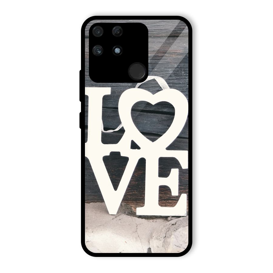 Wood Love Lock Glass Back Case for Realme Narzo 50A