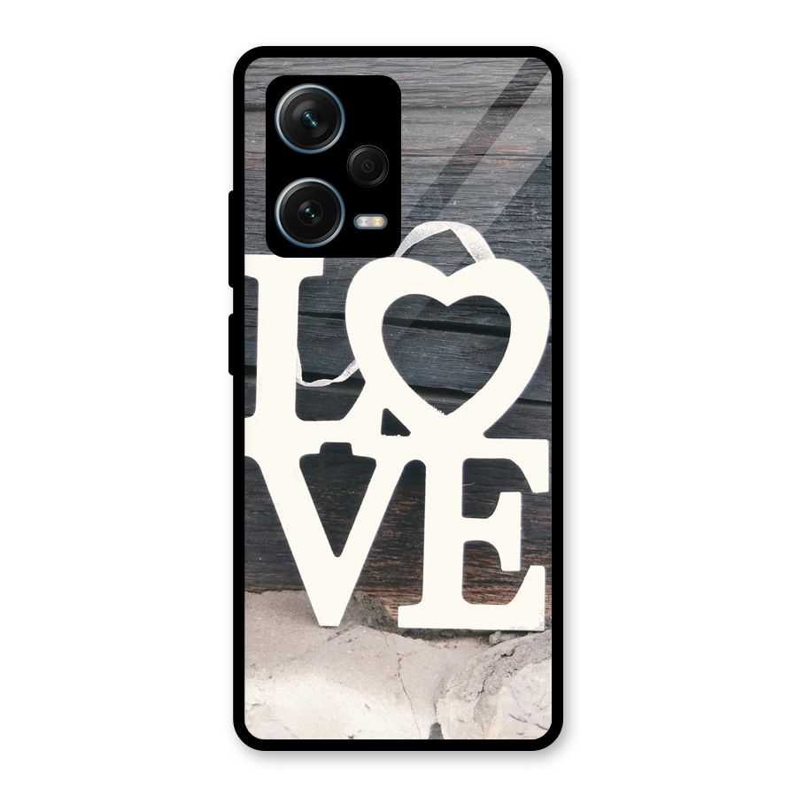 Wood Love Lock Glass Back Case for Redmi Note 12 Pro Plus 5G