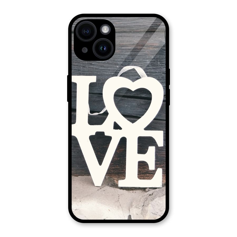 Wood Love Lock Glass Back Case for iPhone 14