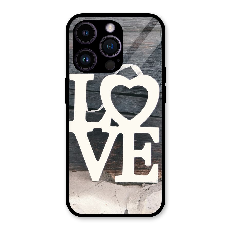 Wood Love Lock Glass Back Case for iPhone 14 Pro