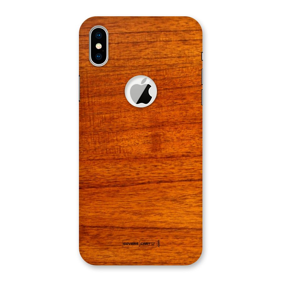 Wood Texture Design Back Case for iPhone X Logo Cut