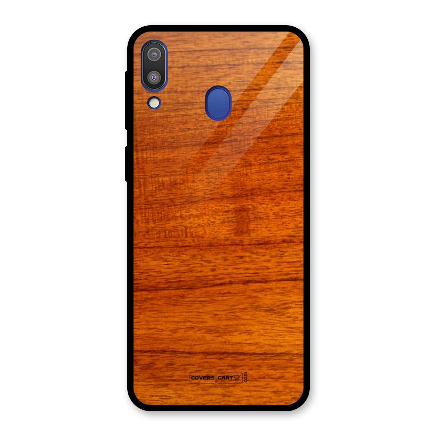 Wood Texture Design Glass Back Case for Galaxy M20