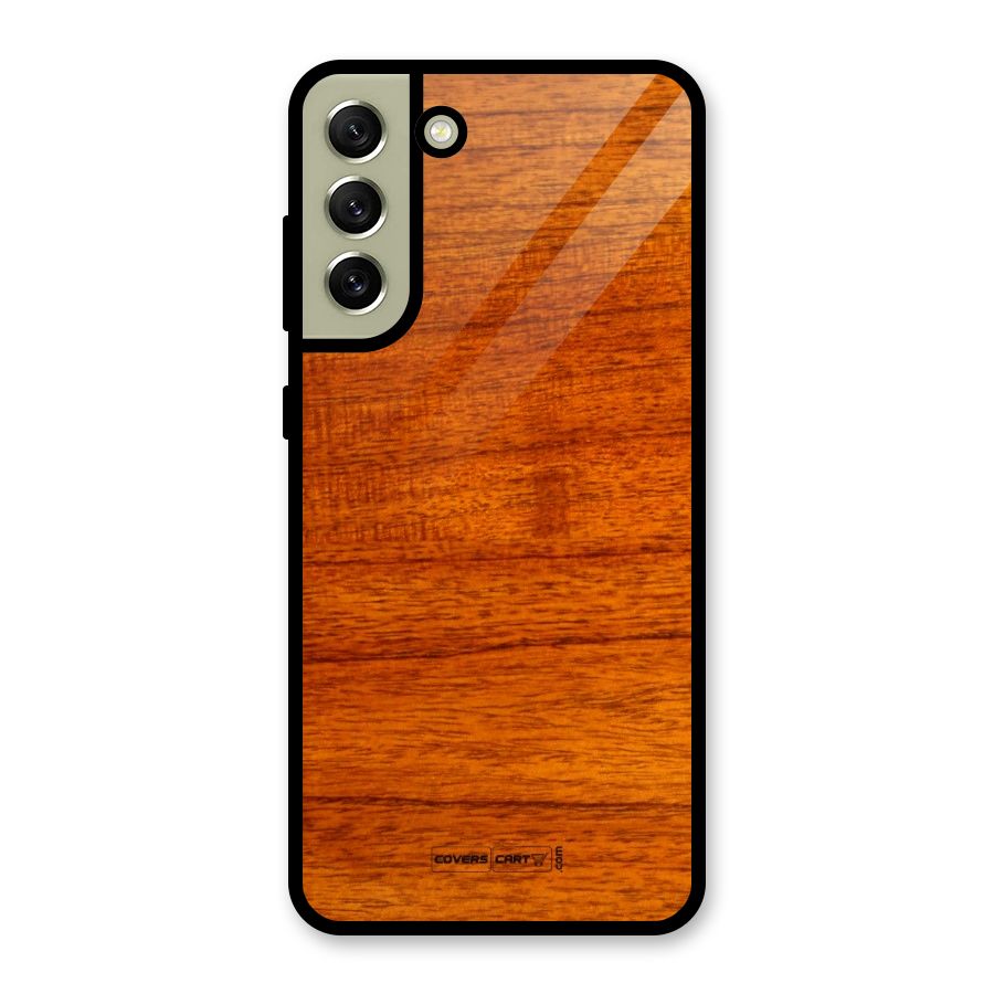 Wood Texture Design Glass Back Case for Galaxy S21 FE 5G