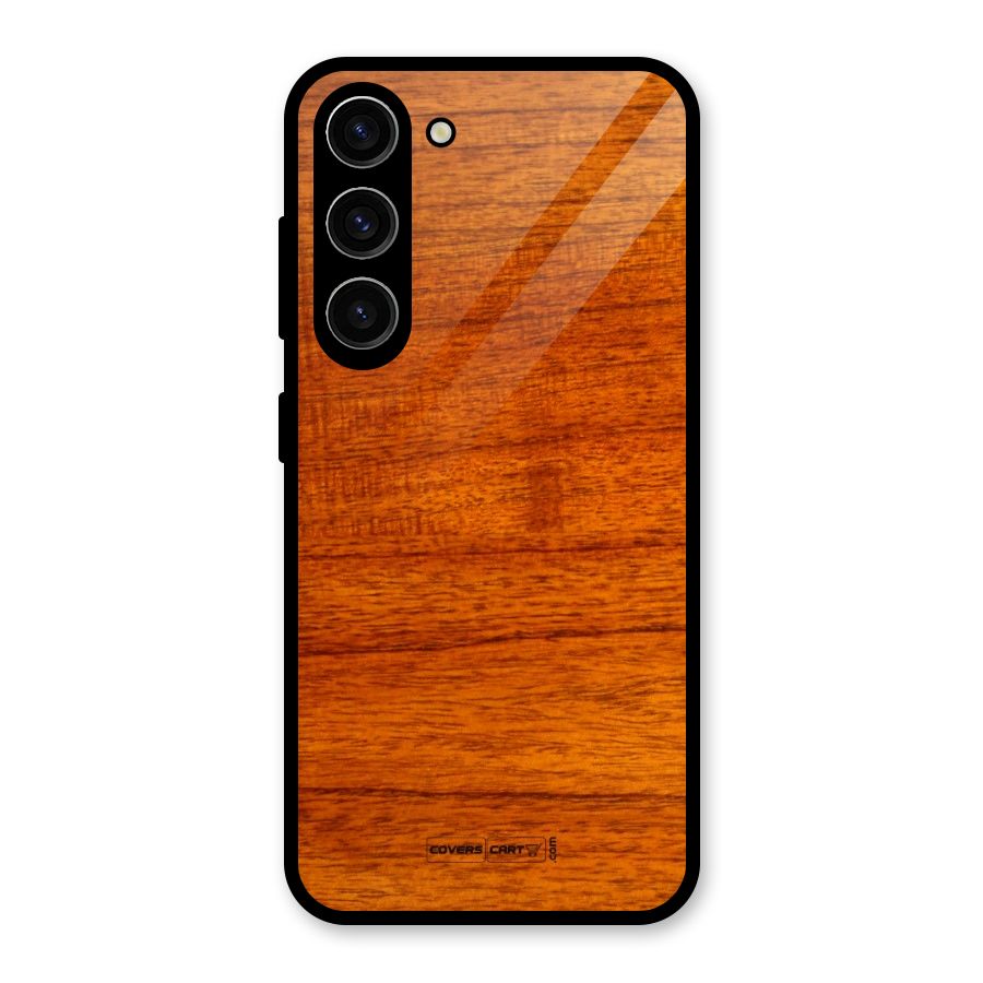 Wood Texture Design Glass Back Case for Galaxy S23