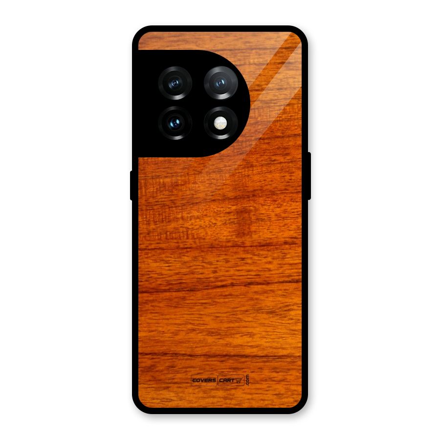 Wood Texture Design Glass Back Case for OnePlus 11