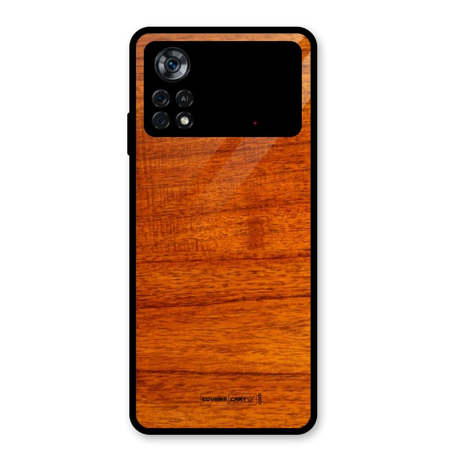 Wood Texture Design Glass Back Case for Poco X4 Pro 5G