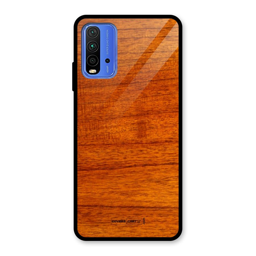 Wood Texture Design Glass Back Case for Redmi 9 Power