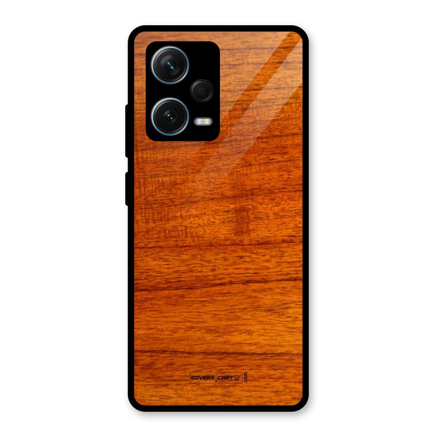 Wood Texture Design Glass Back Case for Redmi Note 12 Pro Plus 5G