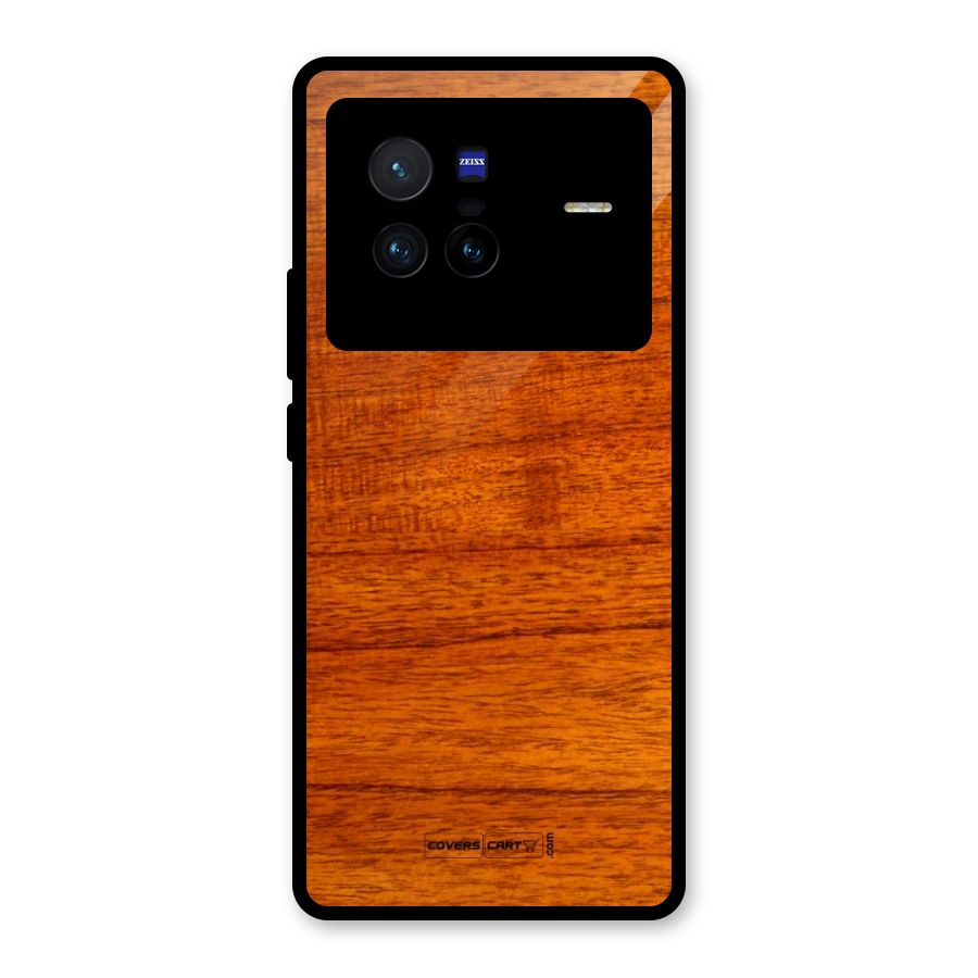 Wood Texture Design Glass Back Case for Vivo X80