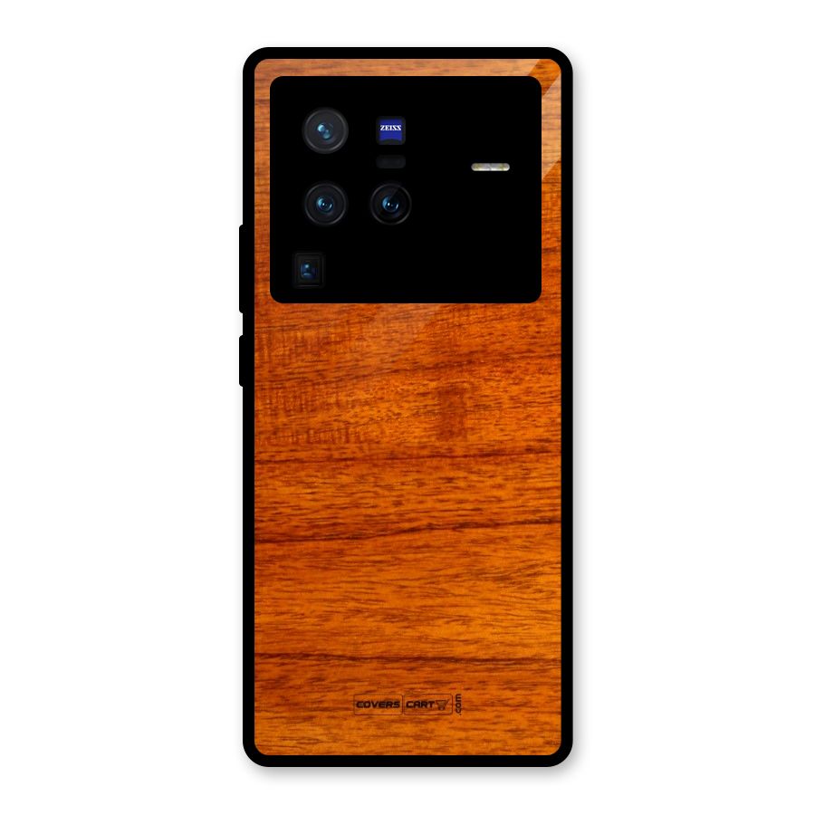 Wood Texture Design Glass Back Case for Vivo X80 Pro