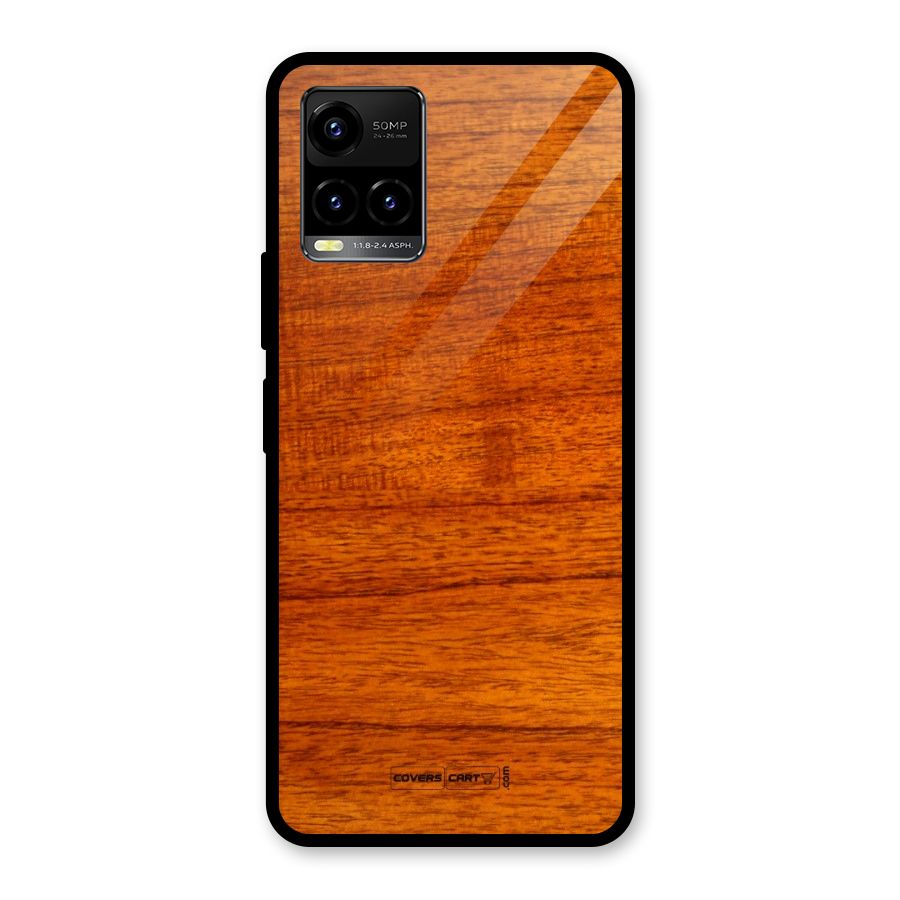 Wood Texture Design Glass Back Case for Vivo Y21T