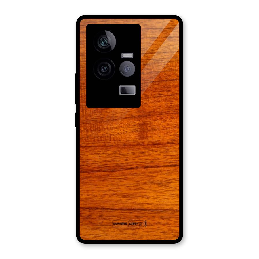 Wood Texture Design Glass Back Case for Vivo iQOO 11 5G