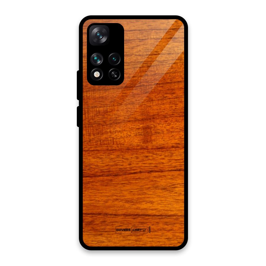 Wood Texture Design Glass Back Case for Xiaomi 11i HyperCharge 5G