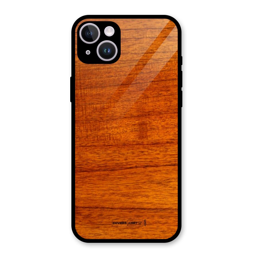 Wood Texture Design Glass Back Case for iPhone 14 Plus