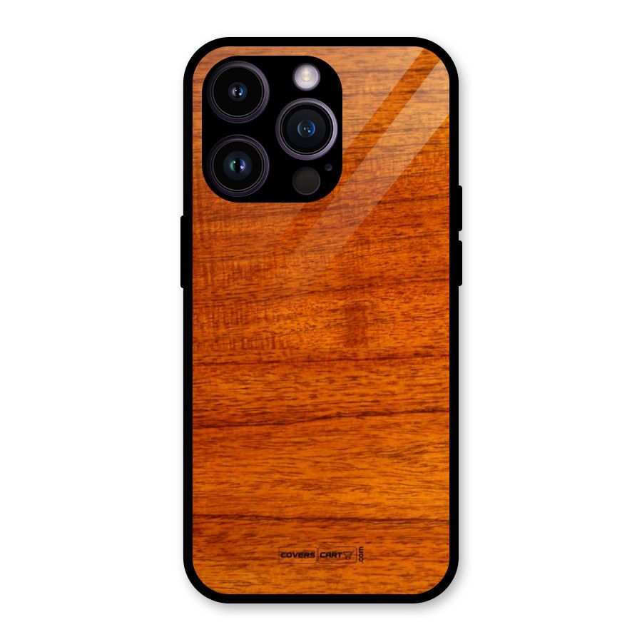 Wood Texture Design Glass Back Case for iPhone 14 Pro