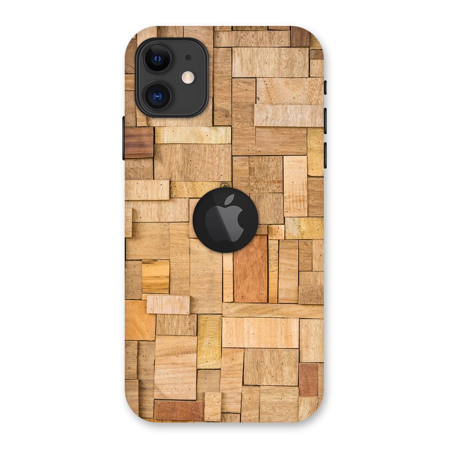 Wooden Blocks Back Case for iPhone 11 Logo Cut