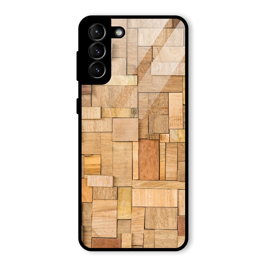 Wooden Blocks Glass Back Case for Galaxy S21 Plus