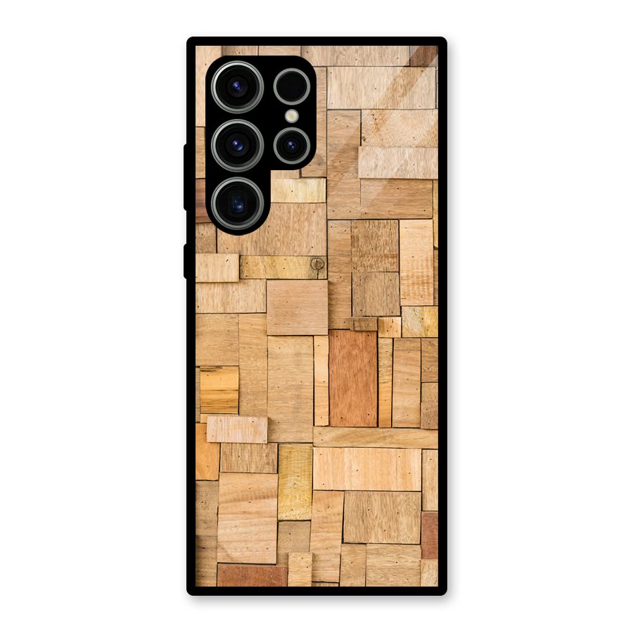 Wooden Blocks Glass Back Case for Galaxy S23 Ultra