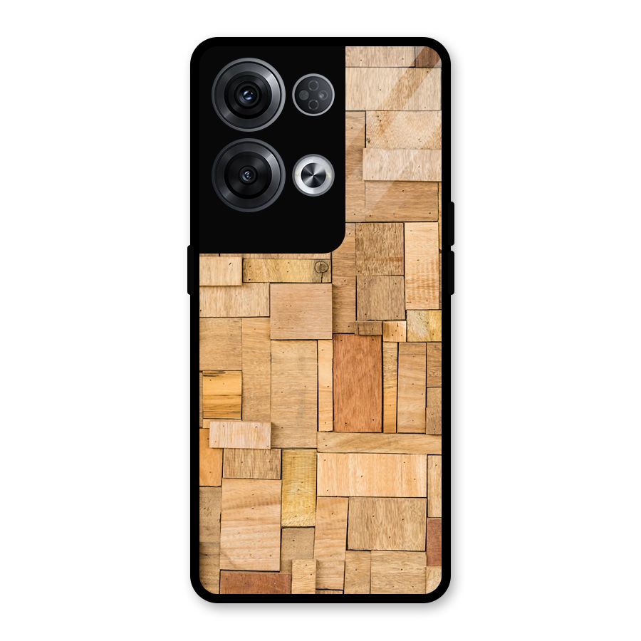 Wooden Blocks Glass Back Case for Oppo Reno8 Pro 5G