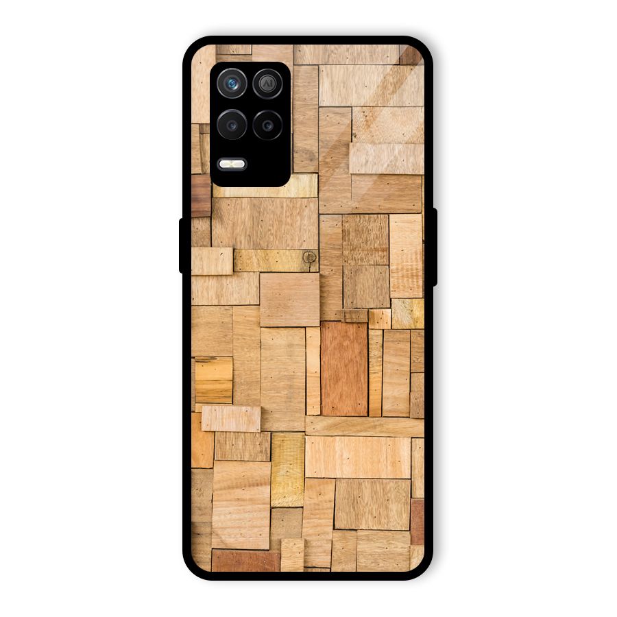 Wooden Blocks Glass Back Case for Realme 8 5G