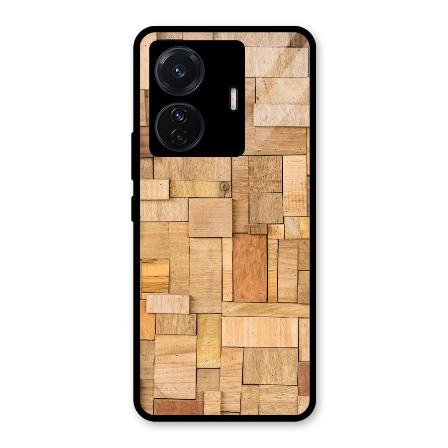 Wooden Blocks Glass Back Case for Vivo T1 Pro