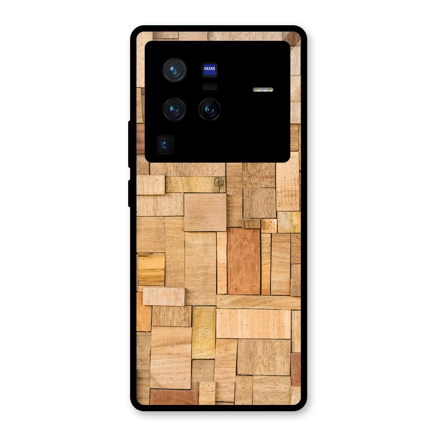 Wooden Blocks Glass Back Case for Vivo X80 Pro