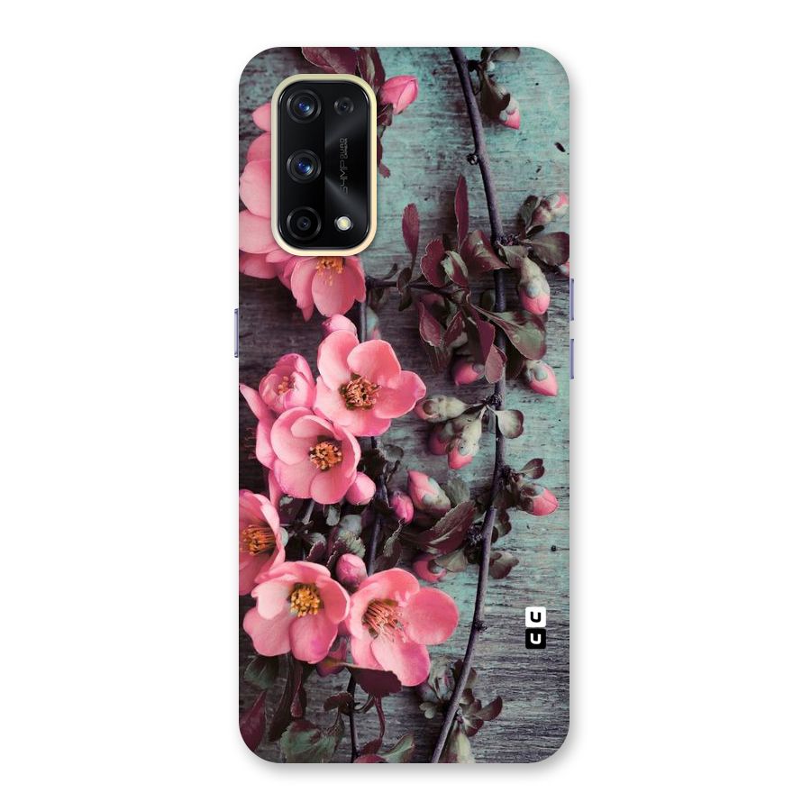 Wooden Floral Pink Glass Back Case for Realme X7 Pro