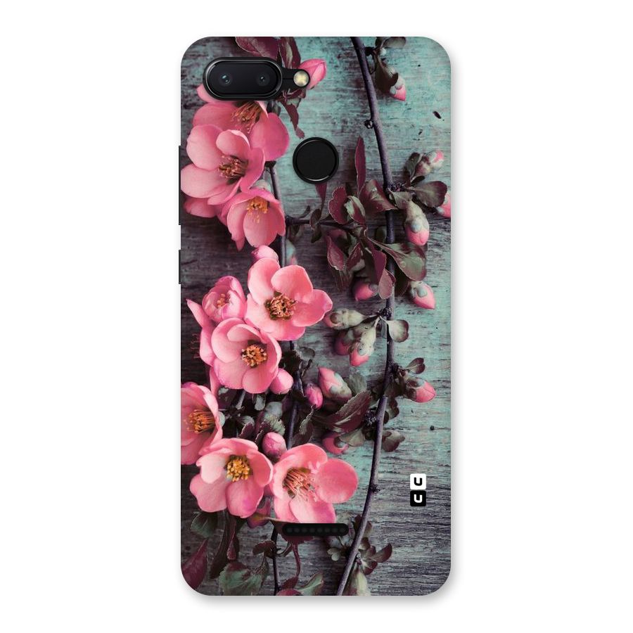 Wooden Floral Pink Back Case for Redmi 6
