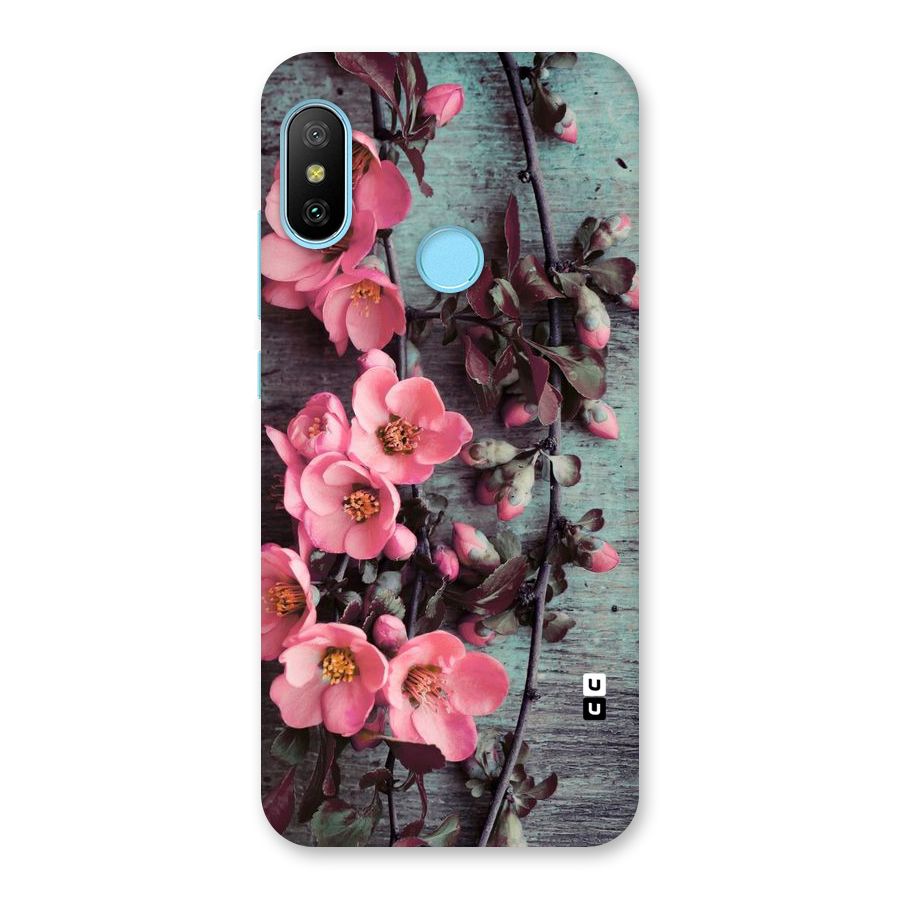 Wooden Floral Pink Back Case for Redmi 6 Pro