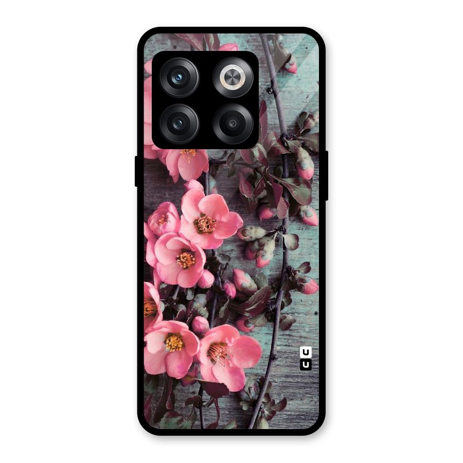 Wooden Floral Pink Glass Back Case for OnePlus 10T