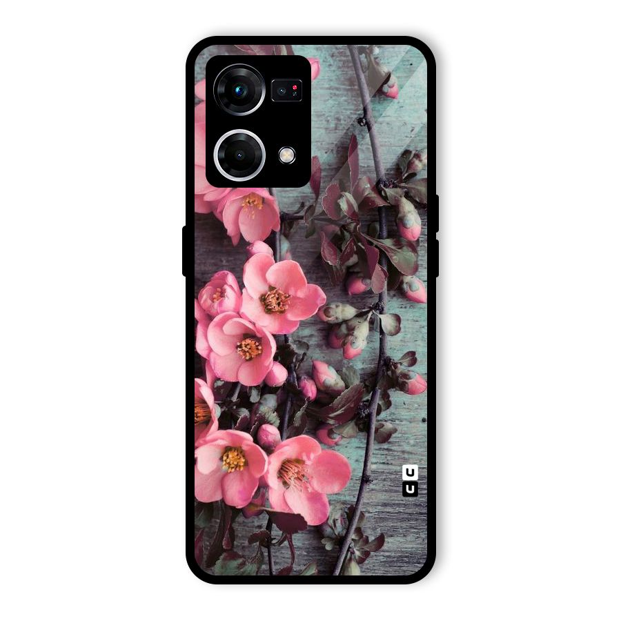 Wooden Floral Pink Glass Back Case for Oppo F21 Pro 5G