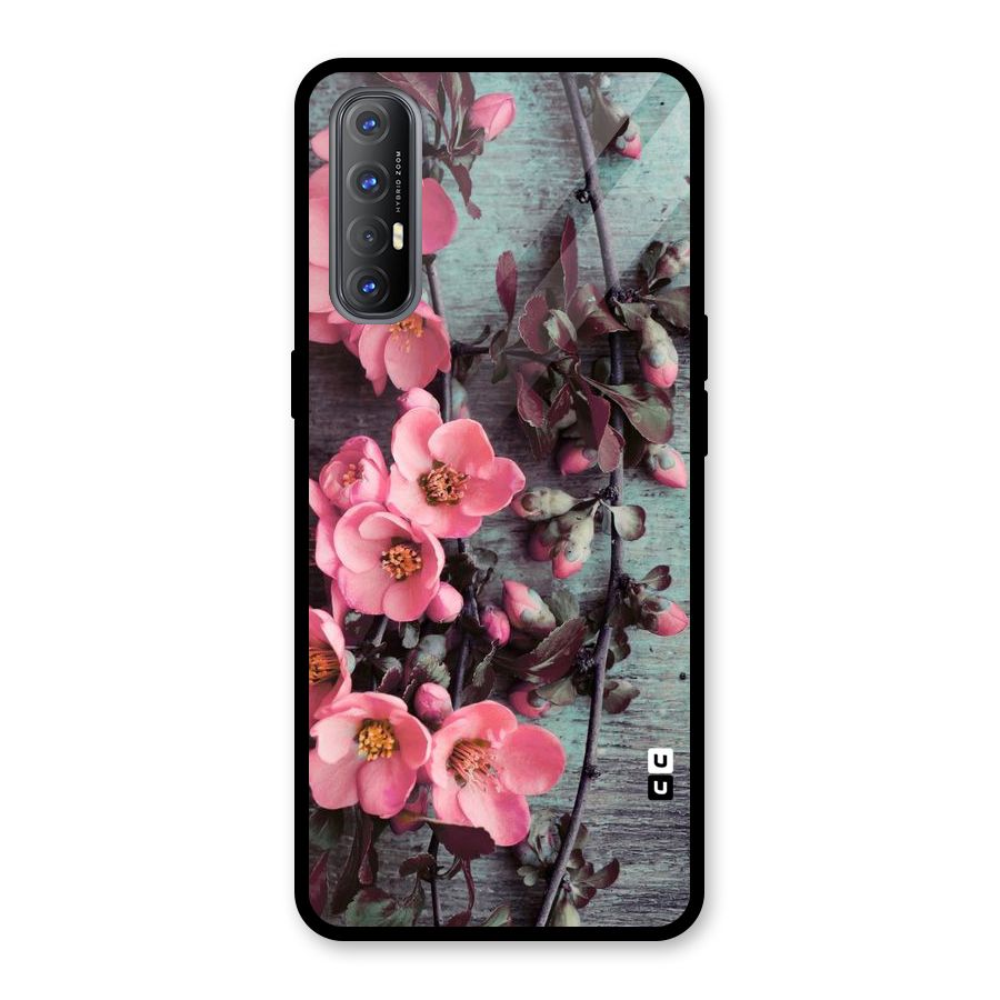Wooden Floral Pink Glass Back Case for Oppo Reno3 Pro