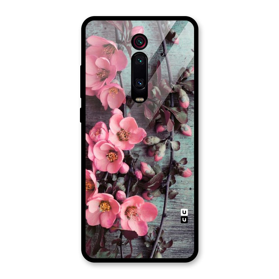 Wooden Floral Pink Glass Back Case for Redmi K20 Pro