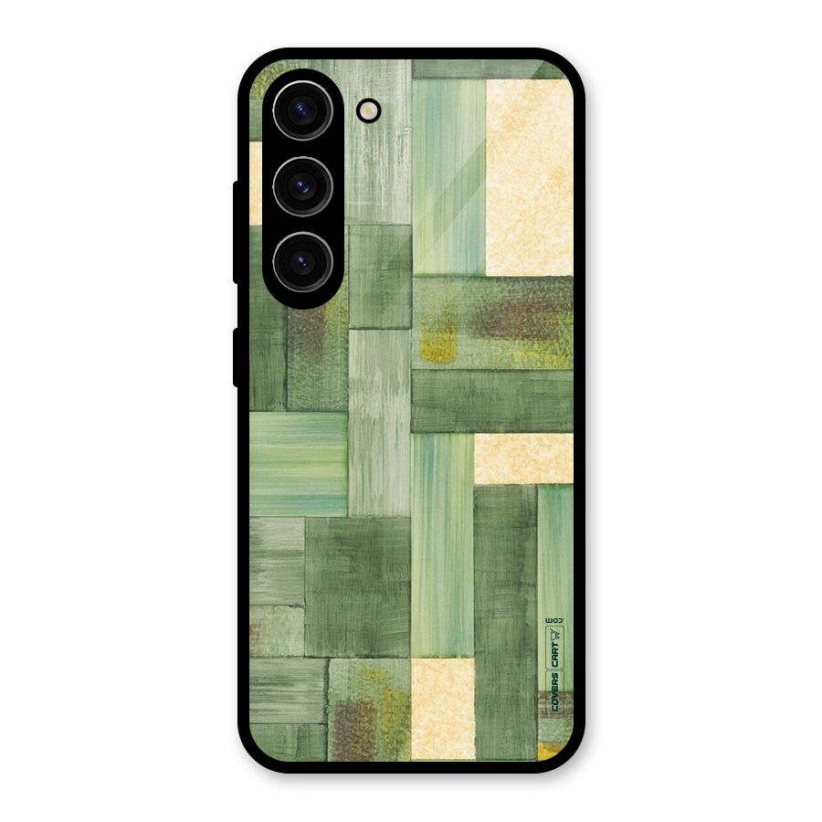 Wooden Green Texture Glass Back Case for Galaxy S23