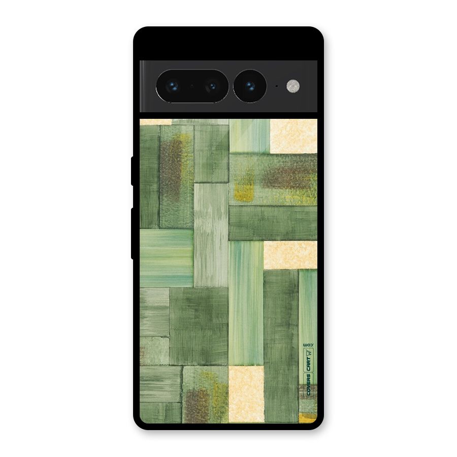 Wooden Green Texture Glass Back Case for Google Pixel 7 Pro