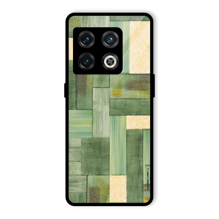 Wooden Green Texture Glass Back Case for OnePlus 10 Pro 5G