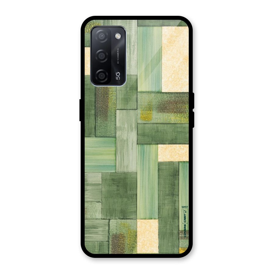 Wooden Green Texture Glass Back Case for Oppo A53s 5G