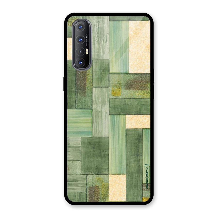 Wooden Green Texture Glass Back Case for Oppo Reno3 Pro