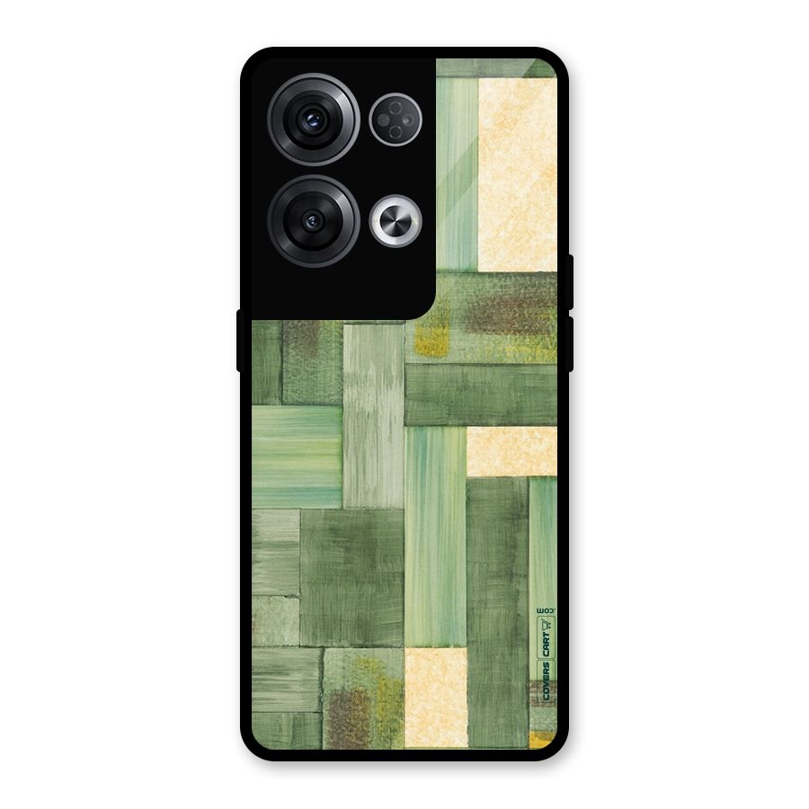 Wooden Green Texture Glass Back Case for Oppo Reno8 Pro 5G