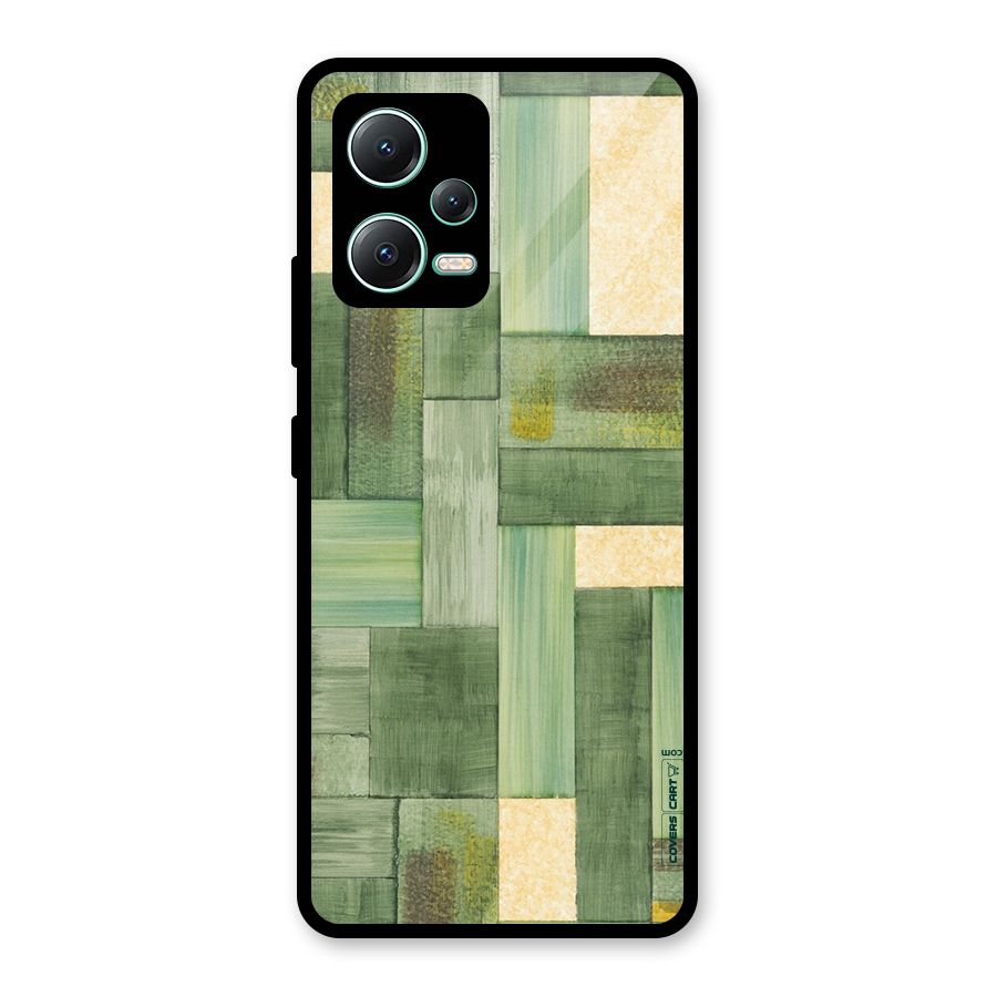 Wooden Green Texture Glass Back Case for Redmi Note 12 5G