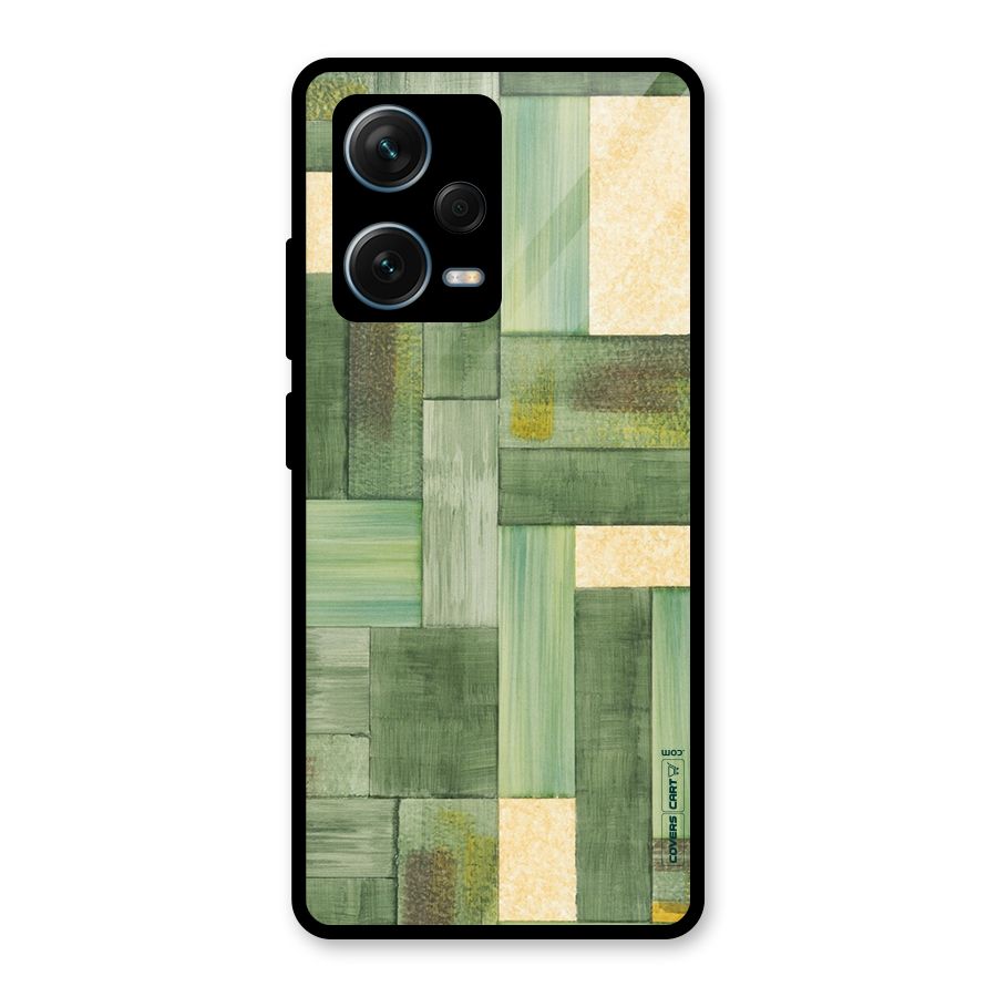 Wooden Green Texture Glass Back Case for Redmi Note 12 Pro Plus 5G